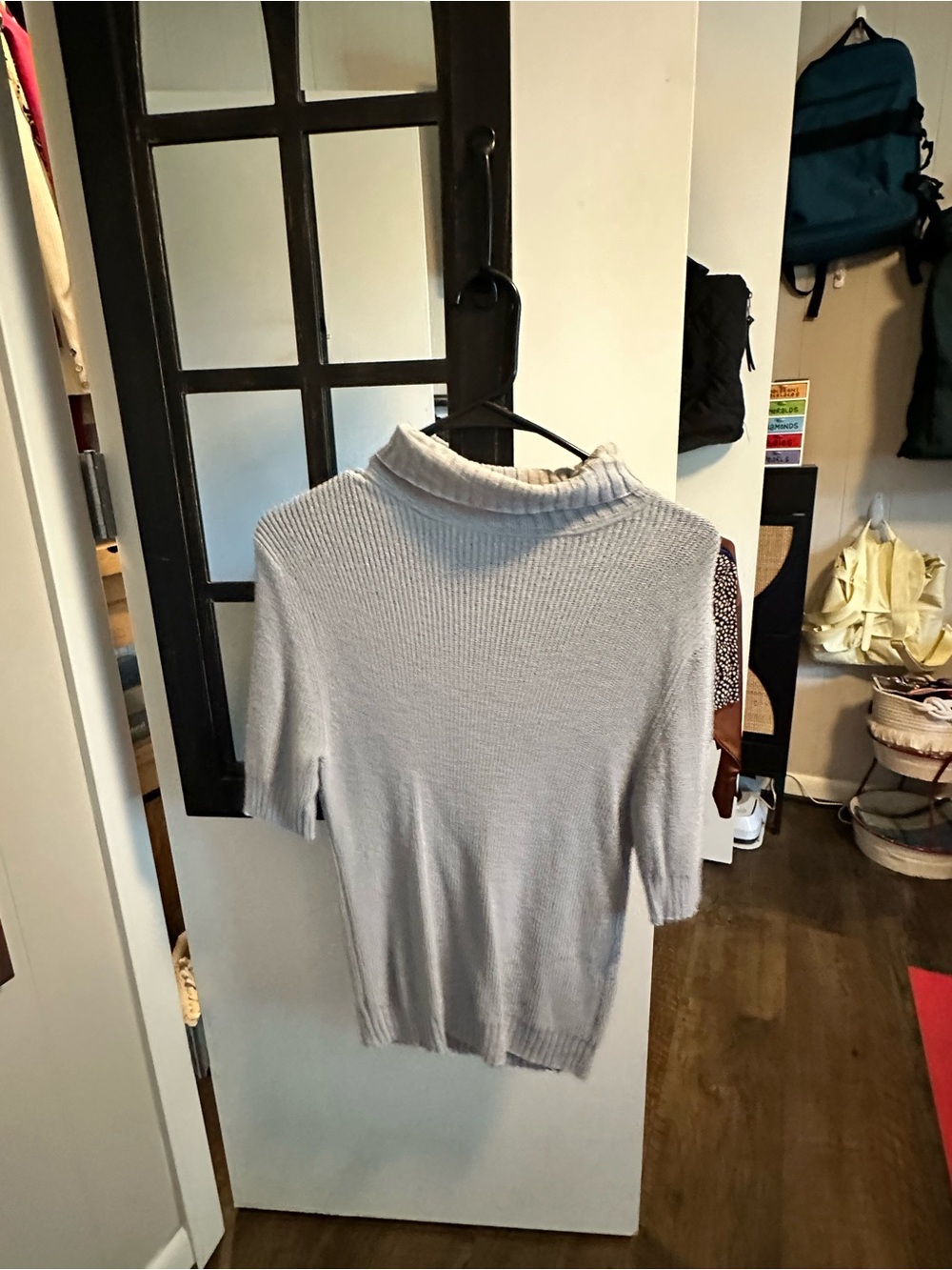 Light Gray Short-Sleeve Mock Neck Sweater